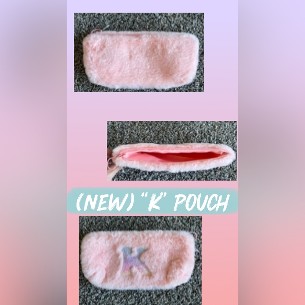 New! Pink Furry Kids Pouch